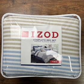 Izod 028828978202 Chambray Stripe Comforter Bedding Set - Pillow Sham Bedskirt Twin New