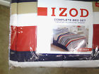 Izod Brunswick Red White Navy Blue Beige Cotton Blend 3pc Queen Comforter 028828137418