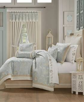 J Queen New York 193842153925 Garden View Embroidered Comforter Set 4 Pc 515 Spa Nip