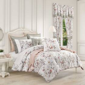 J Queen New York 193842154281 Clarice Ivory 3 Piece Comforter Set In King/ Cal King- Final Sale