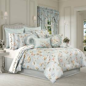 J Queen New York 193842158753 Prestige Comforter Set 4 Pc Spa Blue Floral 479 Nip