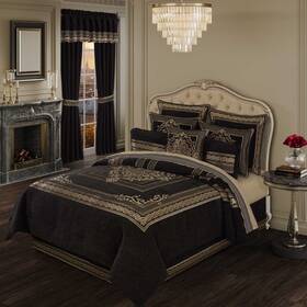 3012045wkcs J Queen New York Laurenza Black 4 Piece Comforter Set In California King