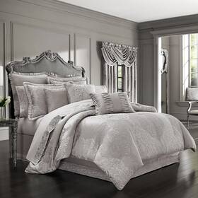 J. Queen New York 846339085635 La Scala Silver Comforter Set California King