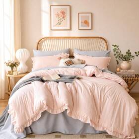 Janzaa 792119212121 Blush Pink Comforter Set Queen Soft Microfiber Lightweight All Season