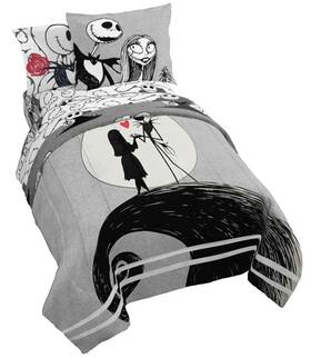 Jay Franco 032281401153 Disney Nightmare Before Christmas Moonlight 7 Piece Full Bed Set - Includes R