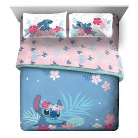 Jay Franco 032281407582 Lilo And Stitch 7 Piece Queen Bed Set Reversible Comforter Sheets