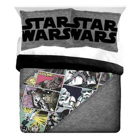 Jay Franco 032281422264 Star Wars Comic Queen Comforter And Sham Set - Kids Super Soft Bedding Fade R