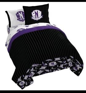 Jay Franco 032281426040 Wednesday Addams Full Comforter Set - 7 Piece Bedding Includes She