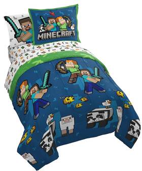 Jay Franco 032281426255 Minecraft Full Comforter Set - 7 Piece Bedding Includes Sheet And Pillow Co