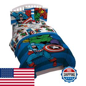 B07rwvp6vf Jay Franco Marvel Comics Avengers Good Guys 4 Piece Twin Bed Set Blue