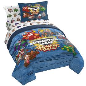 B08mvb5m96 Jay Franco Monster Jam Truckin Pals 5 Piece Twin Bed Set - Includes Comforter