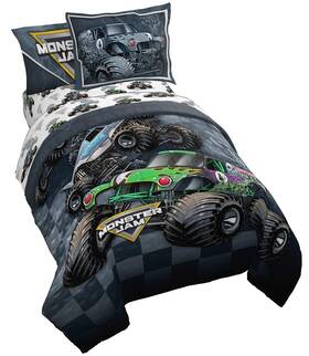 Jf40233 Jay Franco Monster Jam Slash 5 Piece Twin Bed Set - Includes Reversible Comforter&sheet