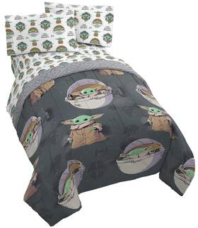 Jf41119 Jay Franco Starwars The Mandalorian Child 4 Piece Twin Bed Set-includes Reversible C