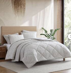 3296280 Jennifer Adams King 6 Piece Comforter Set Light Beige Botanical Reversible