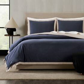 94686111 Jeremiah Brent Home 3pc Full/queen Contrast Border Cotton Slub Reversible