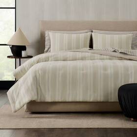 94707040 Jeremiah Brent Home 3pc Full/queen Textured Stripe Cotton Comforter Set Beige