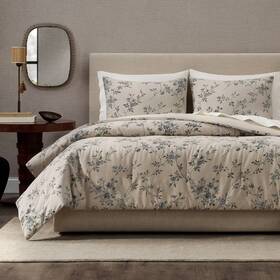 94730458 Jeremiah Brent Home 3pc King Floral Ftpalacioft Cotton Comforter Set Beige
