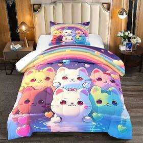 Twg-comforter-01-32-1-twin Jiospet Rainbow Cat Comforter Twin Size - Bedding For Girls Room Cute Car