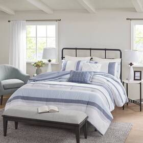 86816787 Jla Home 5pc Full/queen Roman Jacquard Comforter Set Blue - Madison Park