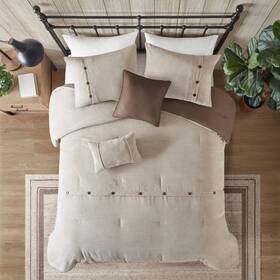 88096026 Jla Home Madison Park 5pc Full/queen Dallas Corduroy Comforter Set Tan