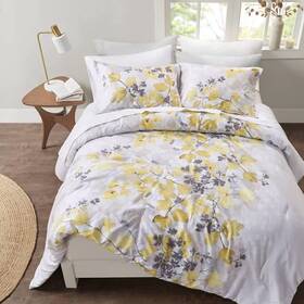 88096027 Jla Home Madison Park 9-piece Comforter And Sheets Set Botanical Antimicrobial Yellow Queen