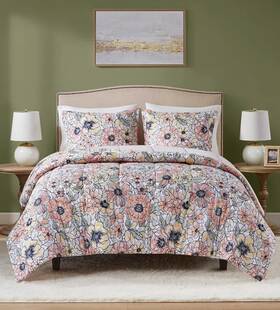 Mch10-5190 Jla Home Saffron 3-pc. Reversible Printed Comforter Set Full/queen 3 Pc Nwt