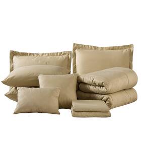 Jml 767587998723 Luxurious 10 Piece Comforter Set Plaid Design Bed In A Bag Taupe Queen