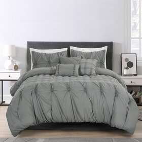Jml 768649366672 Comforter Set Microfiber Soft Machine Wash King Size 7-piece In Gray