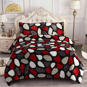 Jml 784115917995 3-piece Floral Printed Sherpa-backing Reversible Comforter Red Stone King