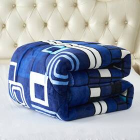 Jml 784131871943 3-piece Floral Printed Sherpa-backing Reversible Comforter Geometric Blue Queen