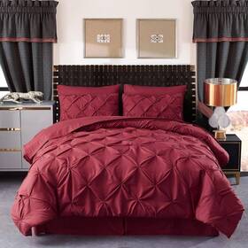 Pt01-bgd-ck Jml 8-piece Burgundy Microfiber Pintuck Cal King Comforter Set