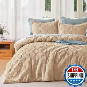 B0ffyznff6 Joiedomi Tufted Queen Comforter Set 3 Pieces Brown Boho Bedding Plaid Geometric