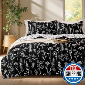 B0ffyzwcmq Joiedomi King Size Comforter Set Black 3 Pieces Floral Bedding With 1