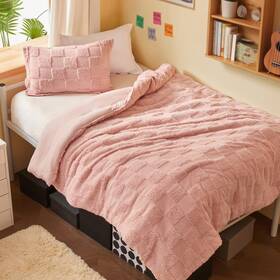 B0ffz42qt8 Joiedomi Tufted Twin Comforter Set 2 Pieces Coral Pink Boho Bedding With Plaid G