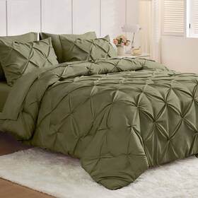 Jolly-mmnh7-ogn-q Jollyvogue Queen Comforter Set 7 Pieces - Bed In A Bag For All Season Pintuck