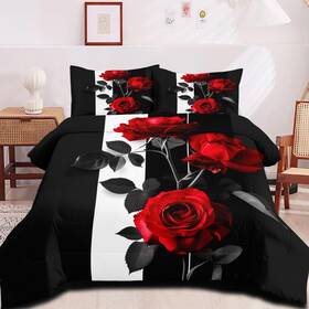 Jolusere 313107342356 Floral Comforter Set Queen Size For Women Men Romantic Rose Bedding 3 Piece