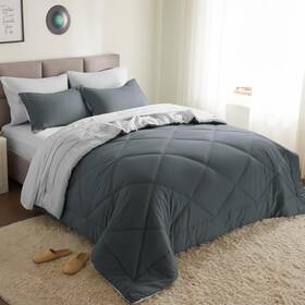 Joyin Us Corp 840494327135 Joiedomi Queen Comforter Set With Sheets Dark Grey 7 Pieces Bed