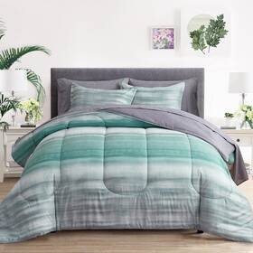 Joyreap 711181723502 3pcs Comforter Set Queen Light Gray Stripes Reversible Design Smooth S