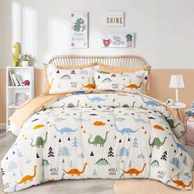 Jr-qmbig45-q Joyreap Bed In A Bag Cotton Dinosaur Reversible Design Queen Size 7-piece Be