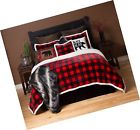 Jp571 Carstens Lumberjack Red Plaid Plush Bedding Set Queen