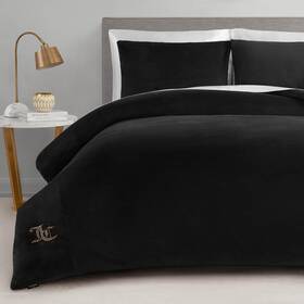 Juicy Couture 646760228980 Black Velour Full/queen Comforter Set - 3 Piece Luxury Bedding