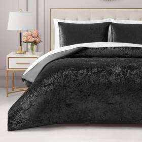 Juicy Couture 646760240050 Crushed Velvet 2-piece Black Solid Polyester Twin/twin Xl Comforte
