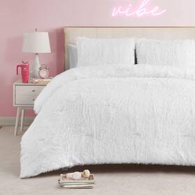 B0cjvsvjbd Juicy Couture Shaggy Faux Fur White King Comforter Set - Soft And Cozy 3-piece