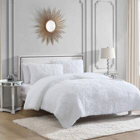 Jyz022361 Juicy Couture Comforter Set Full/queen Microfiber Solid Color White 3-piece