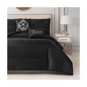 Jyz025014 Juicy Couture Glam Night Black Stripe King Size Comforter Bedding Set Ensembl
