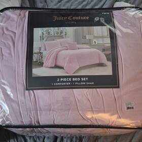 Juicy Couture Jyz025045 Home Solid Velour 2pc Comforter Set Twin/twin Xl Pink Marshmallow