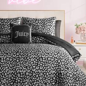 Jyz027401 Juicy Couture Modern Black Leopard Satin Queen Comforter Set - Luxury Bed In A Bag Soft &