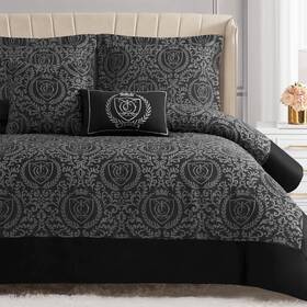 Jyz030012 Juicy Couture Dovona Bedding Set 4pc Twin/twin Xl Comforter Black