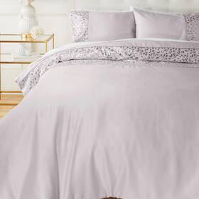 794005 Julien Macdonald Leopard Sequin Satin Comforter Set Silver Gray