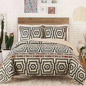 52605970 Jungalow By Justina Blakeney Full/queen Hypnotic Global Quilt And Sham Set Black - For